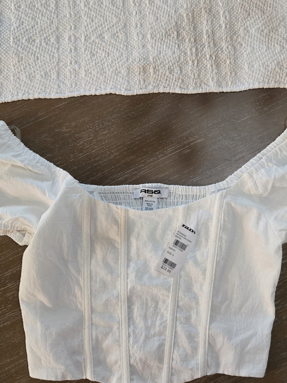RSQ White Off-Shoulder Corset Crop Top
